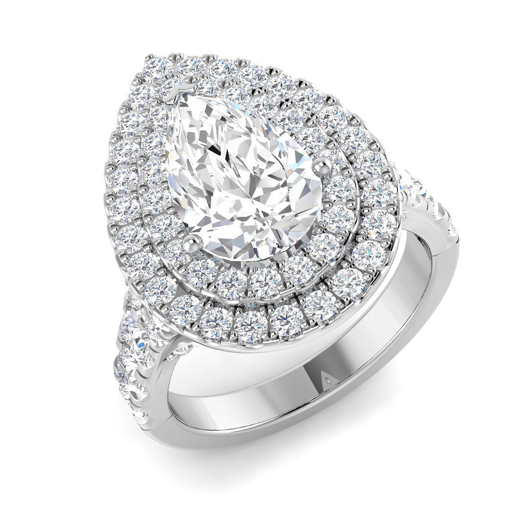 Halo Lab-Grown Diamond Ring 3.1ct–3.27ct – SR4626 – 18k White Gold