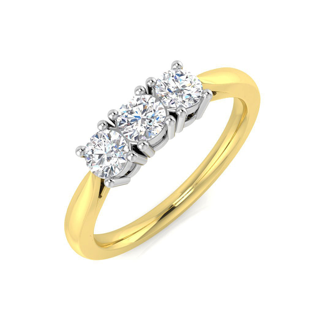 Three Stone Diamond Ring 0.57ct–3.21ct – SR4262 – 18k Yellow Gold