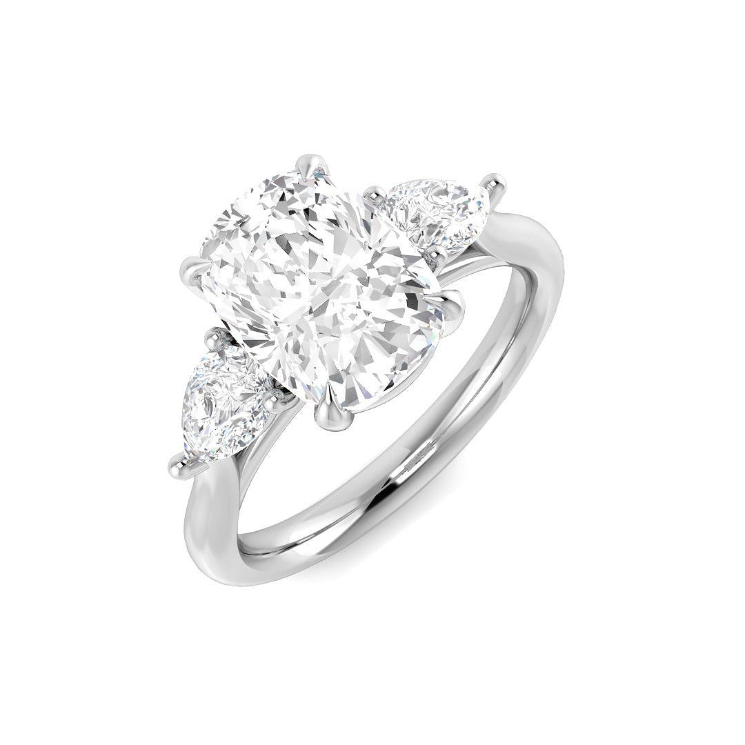 Three Stone Lab-Grown Diamond Ring 1.29ct–2.77ct – SR5787 – 18k White Gold