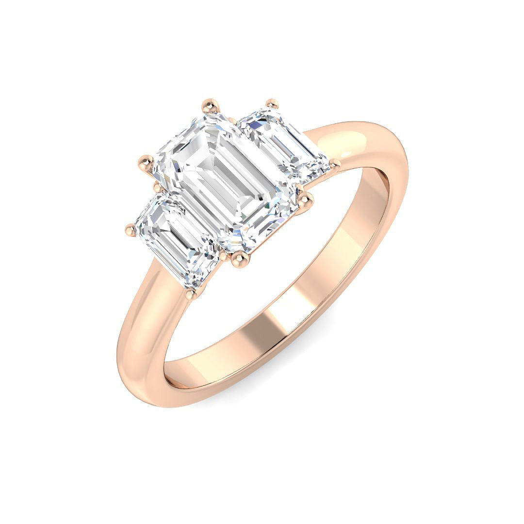 Three Stone Lab-Grown Diamond Ring 1.65ct – SR5273 – 18k Rose Gold