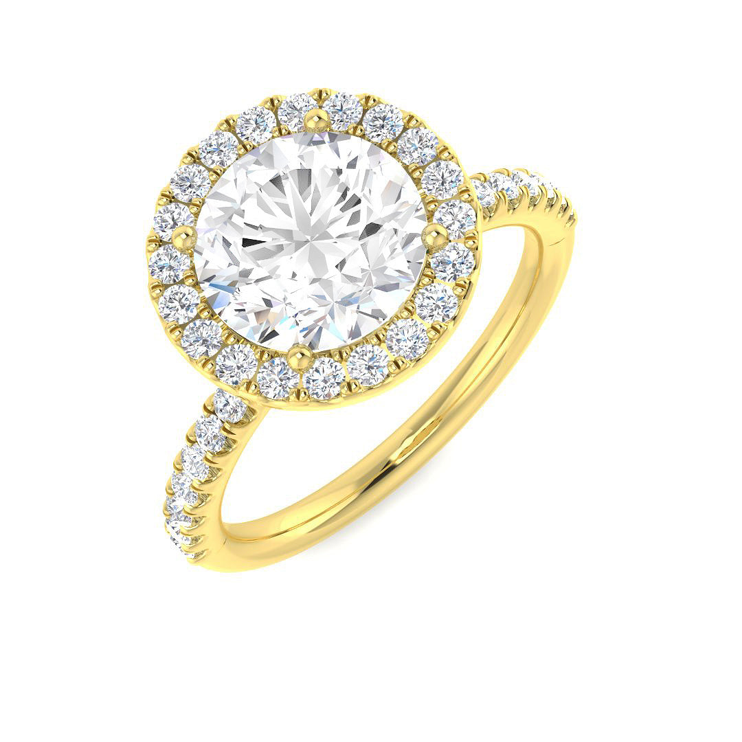 Halo Lab-Grown Diamond Ring 2.42ct–2.46ct – SR6122 – 18k Yellow Gold