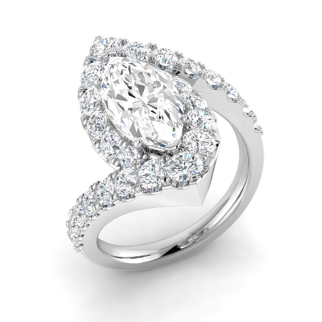 Halo Lab-Grown Diamond Ring 3.62ct–3.68ct – SR4904 – 18k White Gold