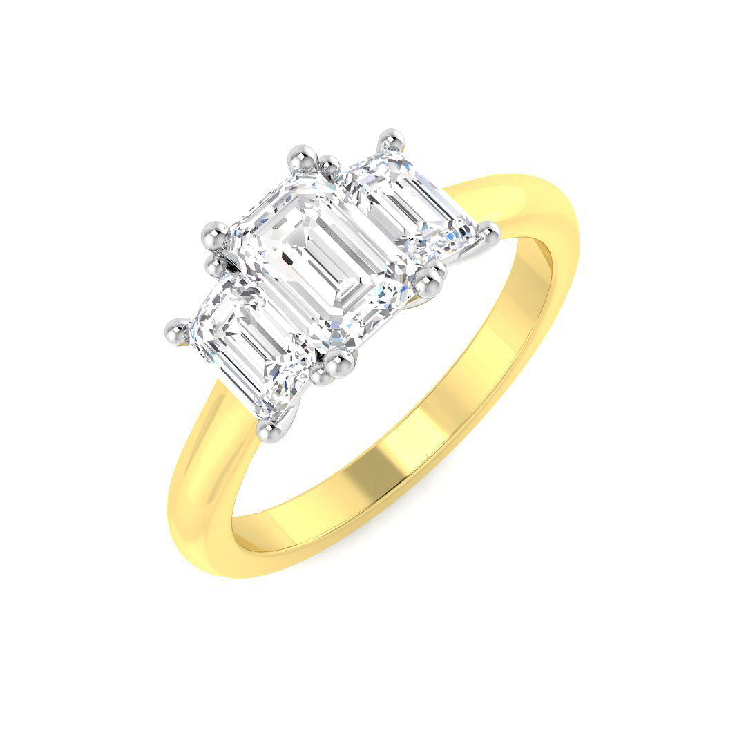 Three Stone Lab-Grown Diamond Ring 1.85ct–1.87ct – SR6219 – 18k Yellow Gold