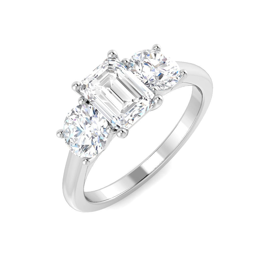 Three Stone Lab-Grown Diamond Ring 1.99ct–2.08ct – SR5108 – 18k White Gold