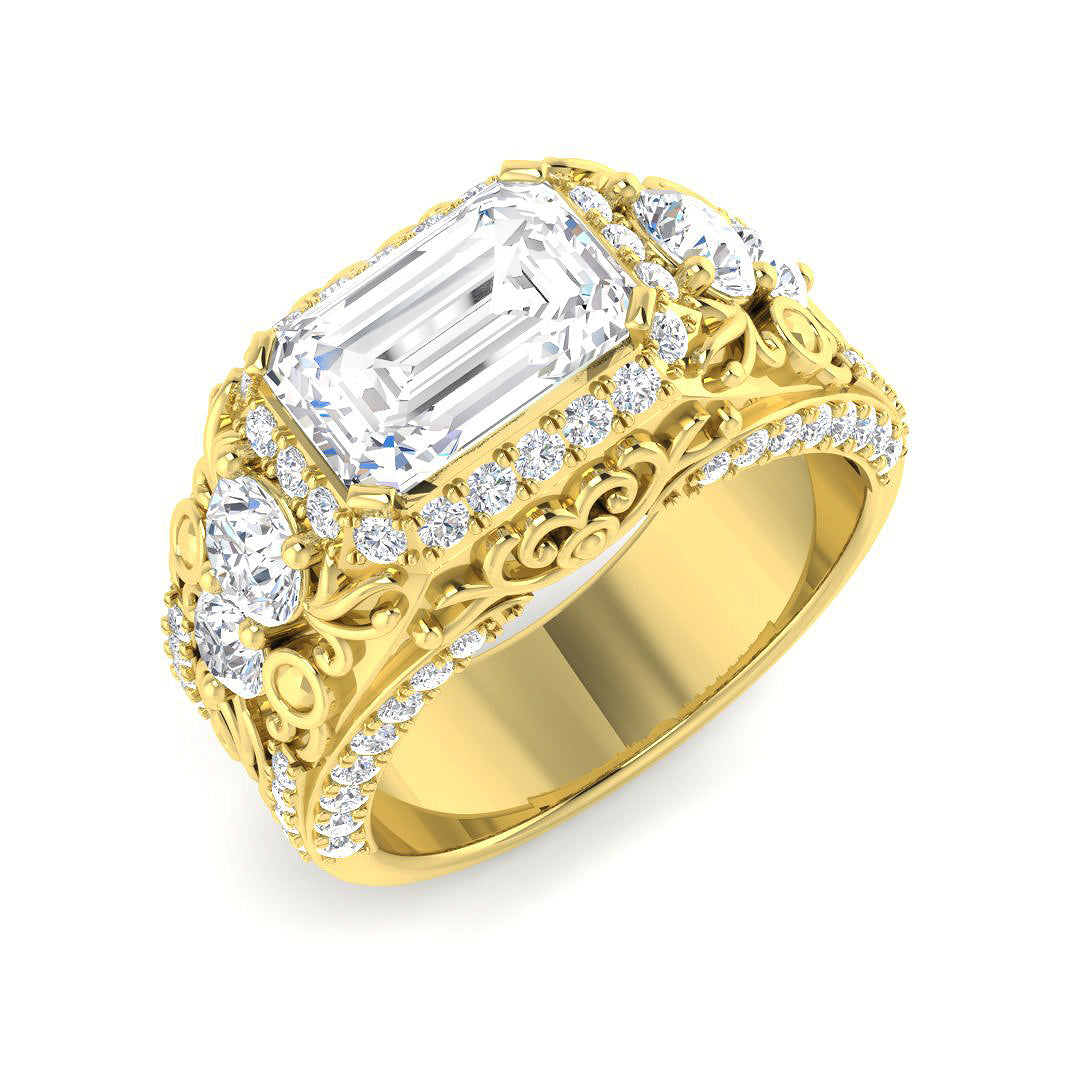Signet Lab-Grown Diamond Ring 4.08ct–5.26ct – SR5604 – 18k Yellow Gold