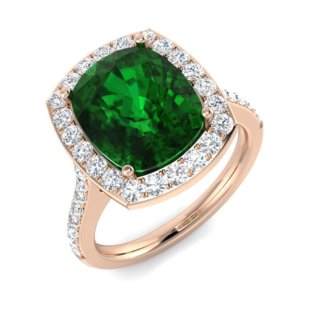 Emerald Diamond Ring 1.7ct–4.36ct – SR490~EM – 18k Rose Gold