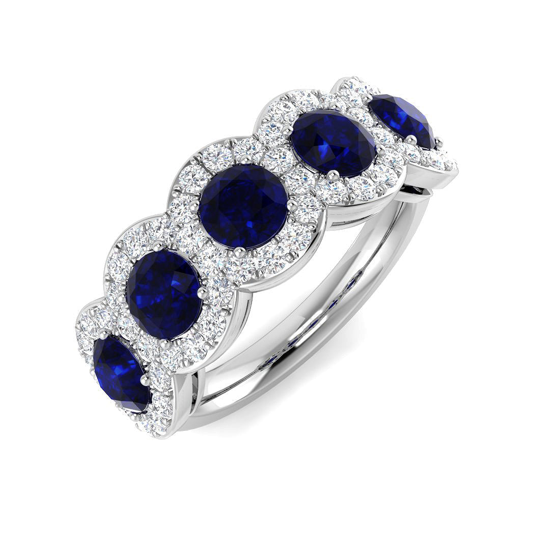 Five Stone Diamond Ring 2.2ct–3.35ct – SR4689 – 18k White Gold