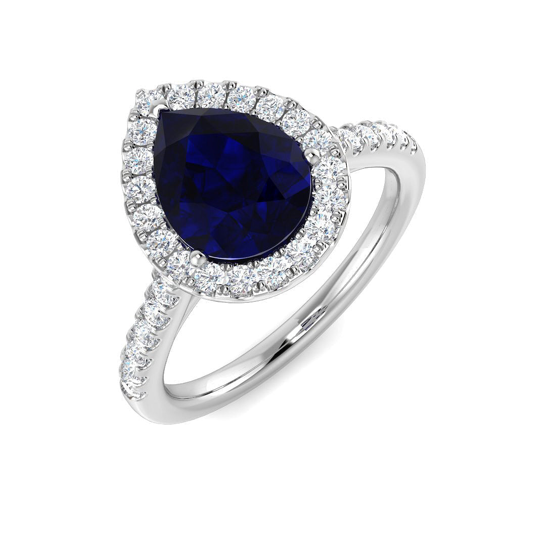 Blue Sapphire Diamond Ring 1.54ct–4.86ct – SR21~BS – 18k White Gold