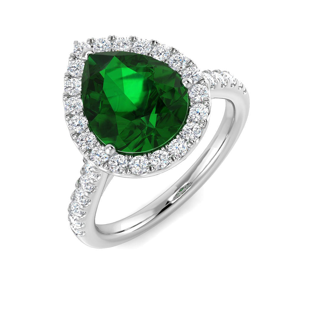 Emerald Diamond Ring 0.87ct–3.39ct – SR386~EM – 18k White Gold