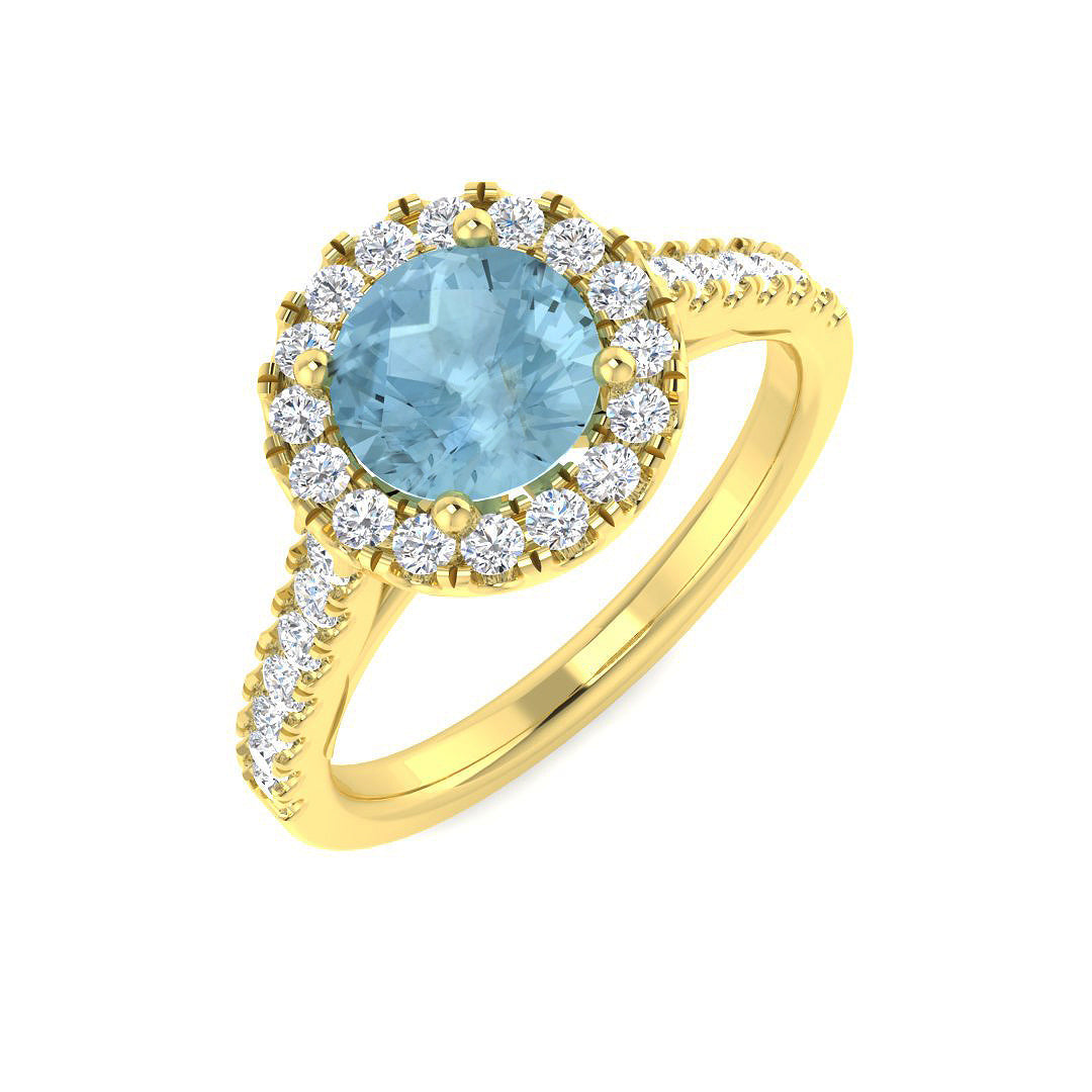 Halo Diamond Ring 1.56ct – SL9667-6.5~AQ – 18k Yellow Gold
