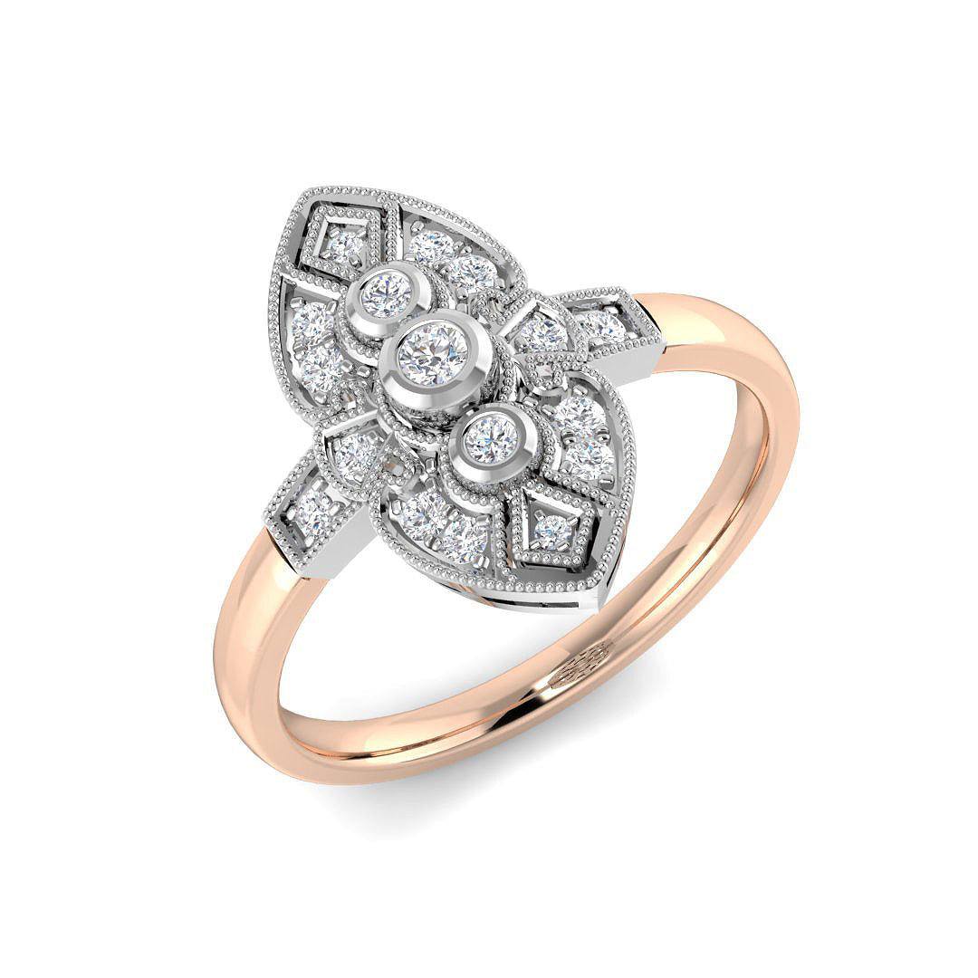 Vintage Diamond Ring 0.19ct–0.39ct – SR4593 – 18k Rose Gold