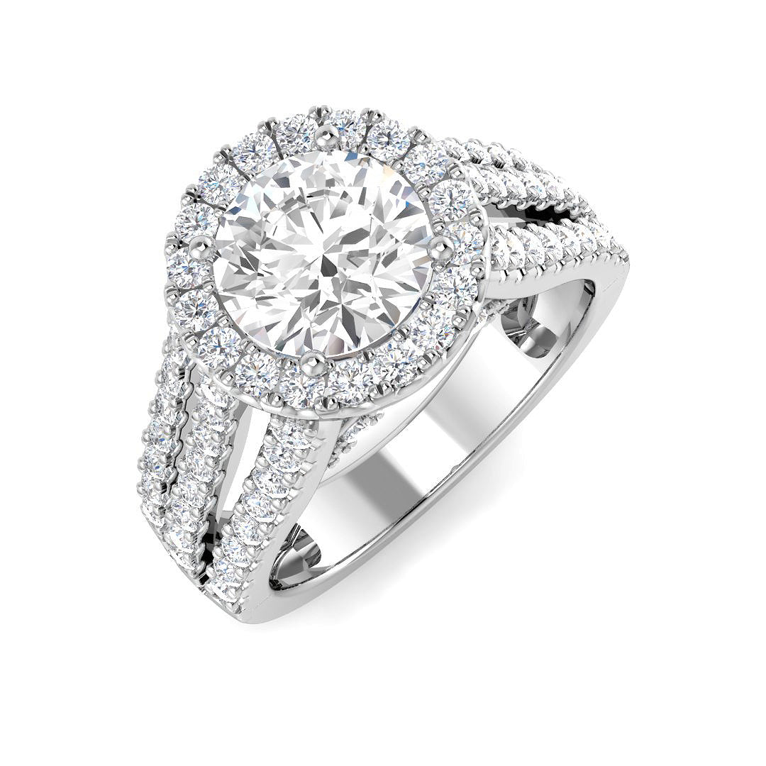 Halo Lab-Grown Diamond Ring 2.4ct–2.67ct – SR4336 – 18k White Gold