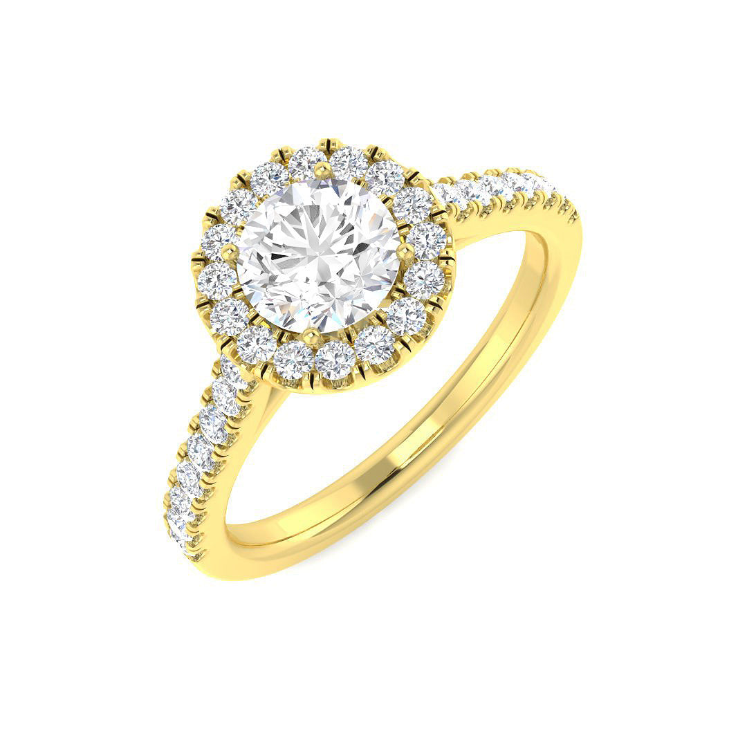 Halo Diamond Ring 0.98ct–1.07ct – SL9667-5.7 – 18k Yellow Gold