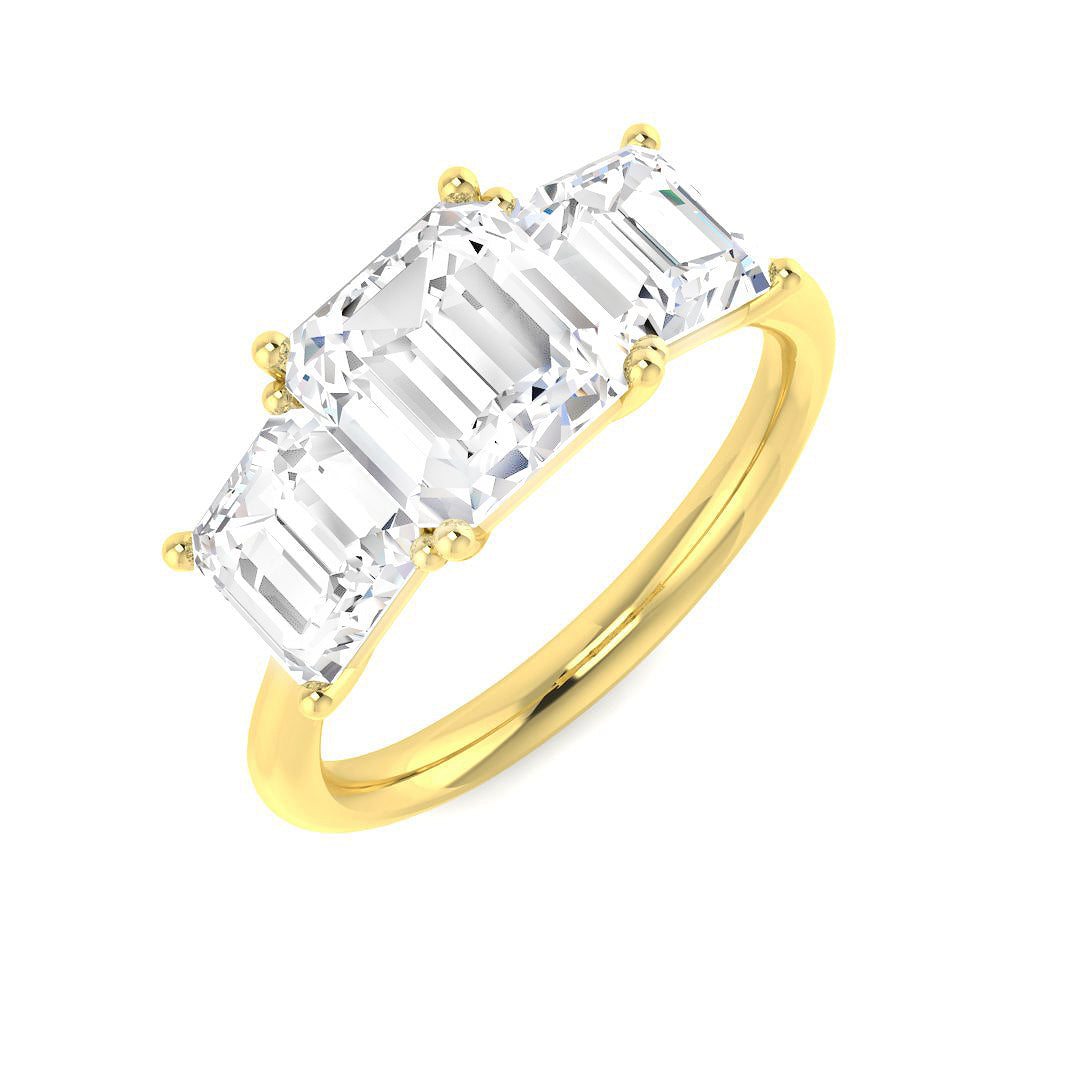Three Stone Lab-Grown Diamond Ring 3.59ct–4.57ct – SR7036 – 18k Yellow Gold