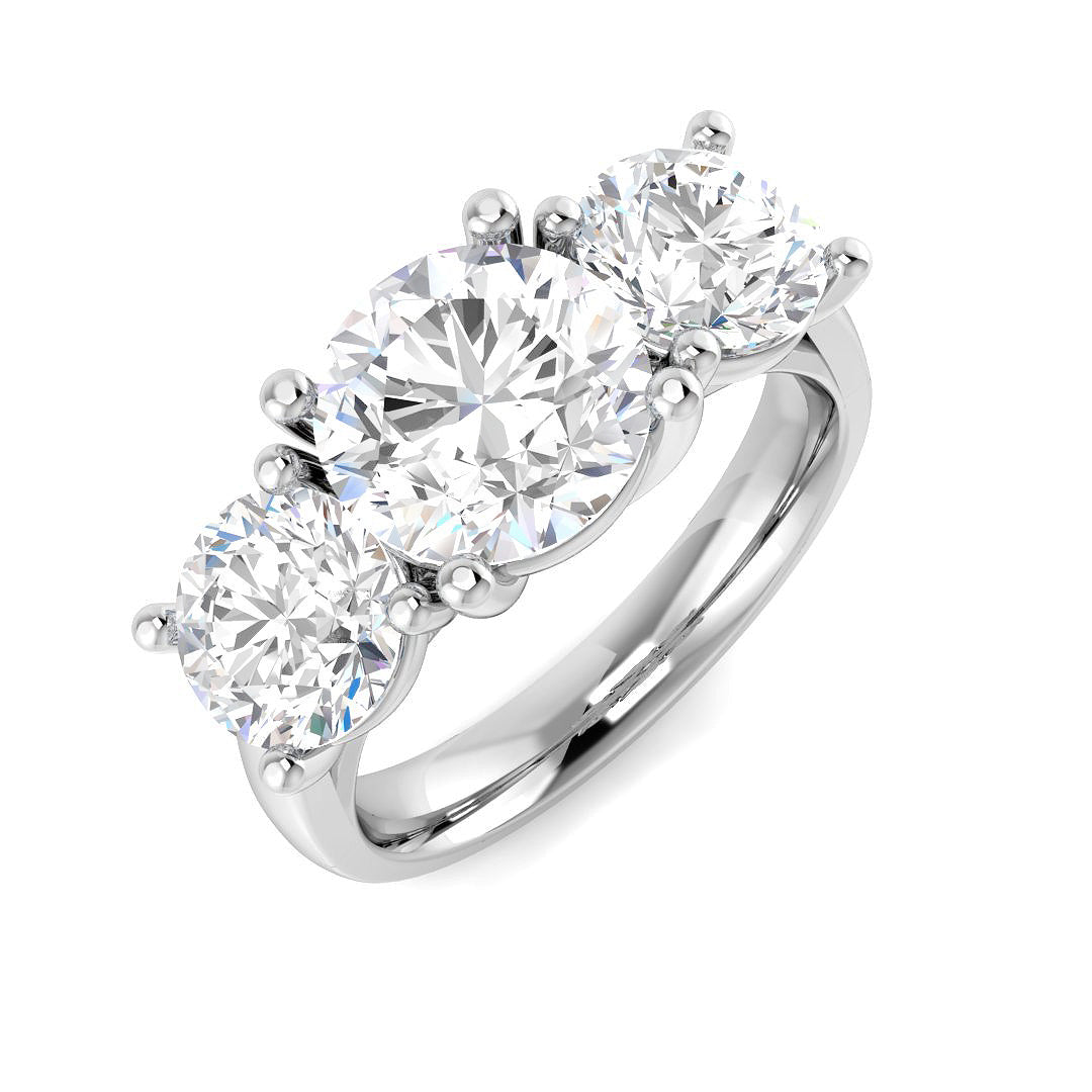 Three Stone Lab-Grown Diamond Ring 3.71ct–4.06ct – SR4610 – 18k White Gold