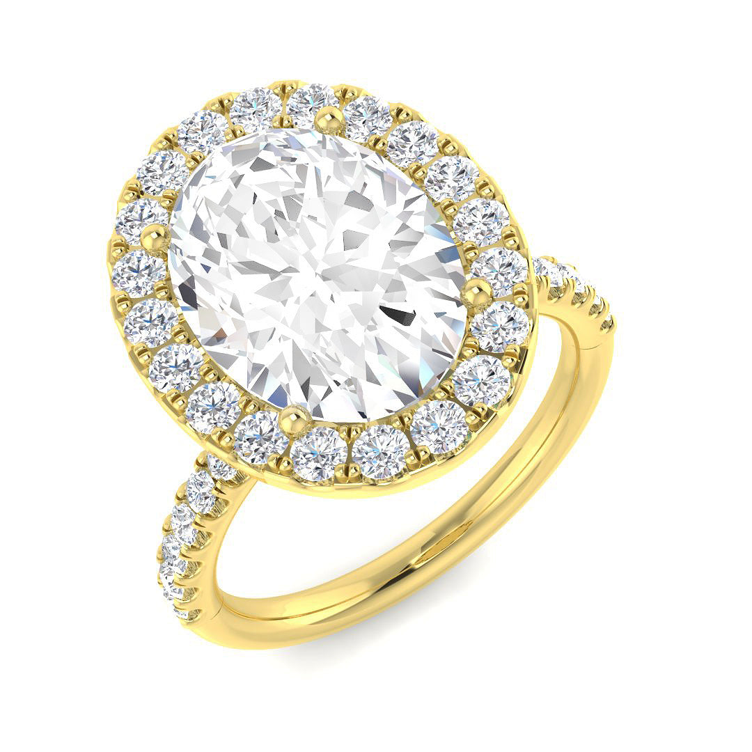 Halo Diamond Ring 0.63ct–5.92ct – SR54 – 18k Yellow Gold