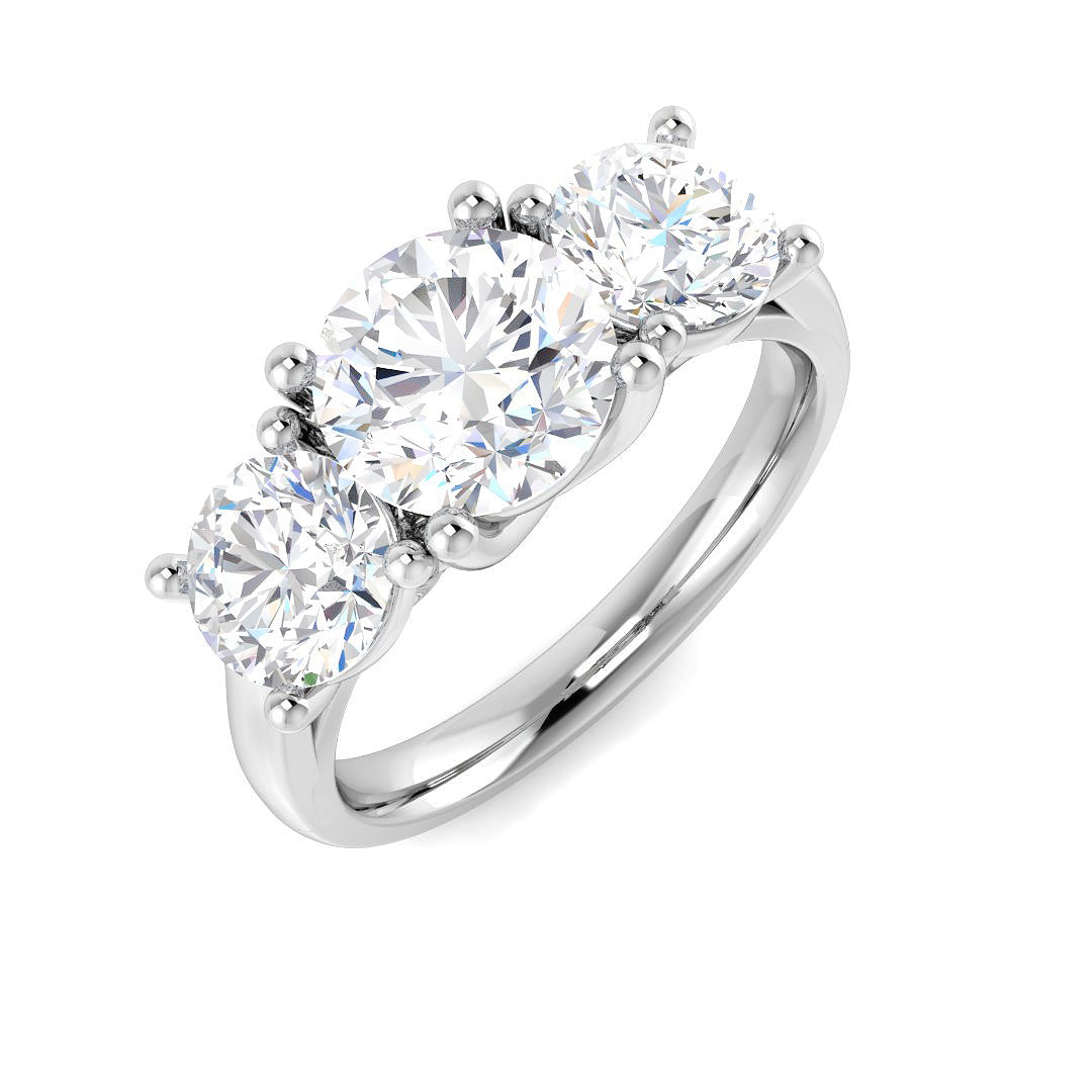 Three Stone Lab-Grown Diamond Ring 2.91ct–3.07ct – SR5791 – 18k White Gold