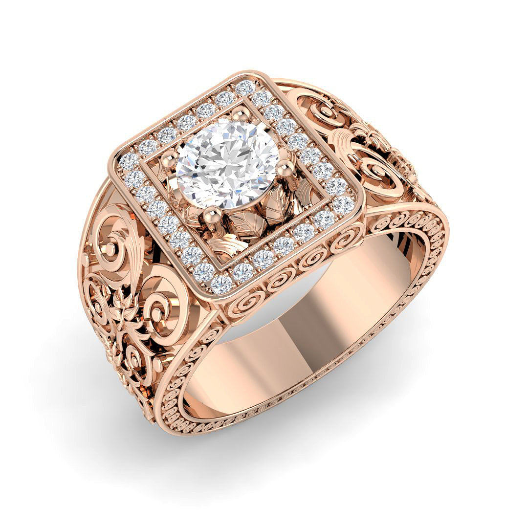 Signet Lab-Grown Diamond Ring 1.3ct–1.32ct – SR5609 – 18k Rose Gold