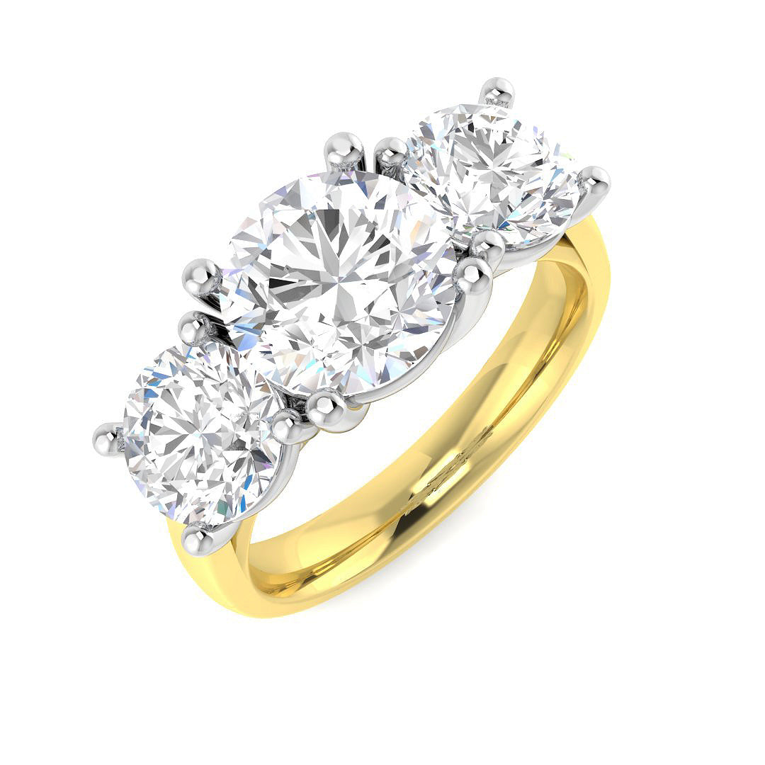 Three Stone Lab-Grown Diamond Ring 3.71ct–4.06ct – SR4610 – 18k Yellow Gold