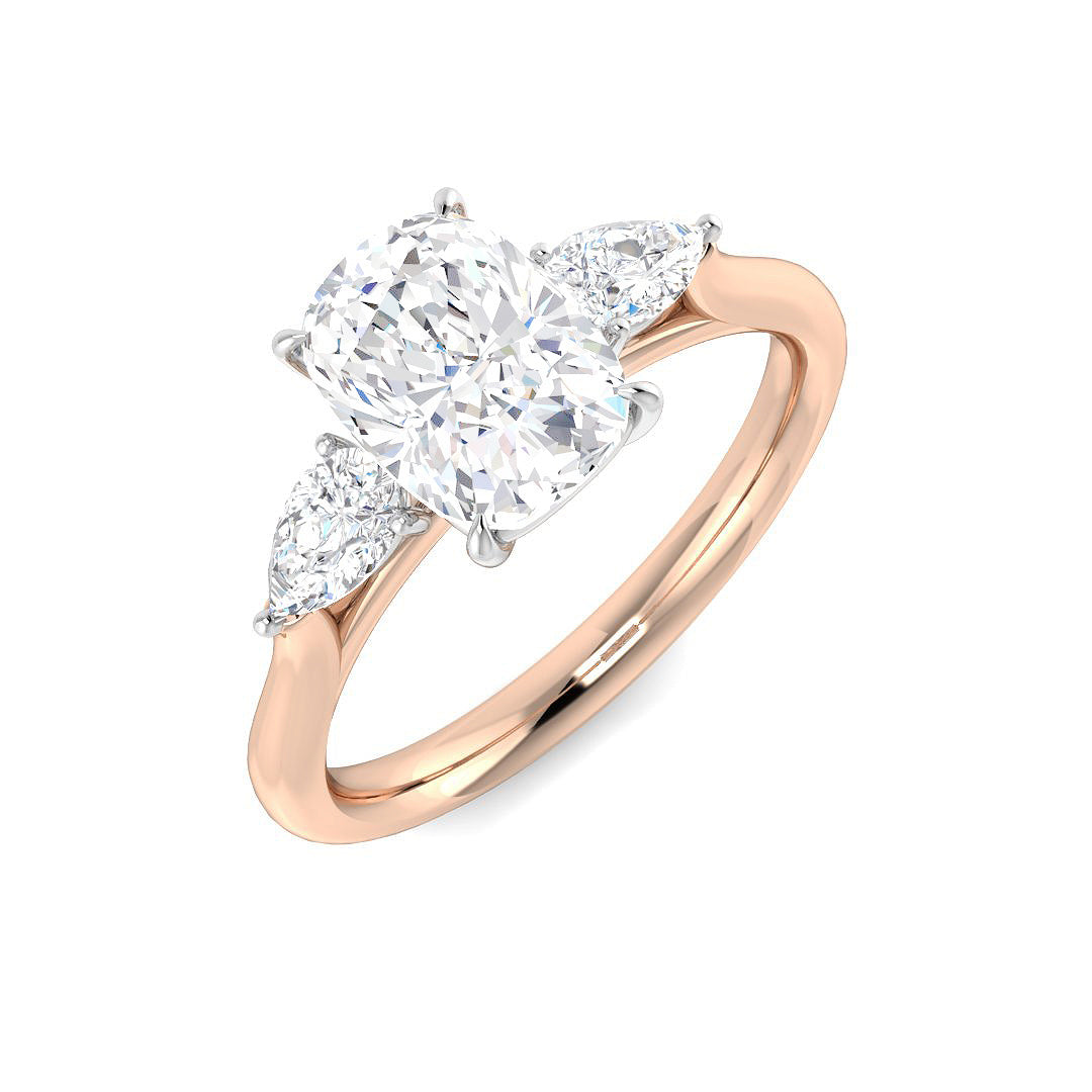 Three Stone Lab-Grown Diamond Ring 1.29ct–2.77ct – SR5787 – 18k Rose Gold