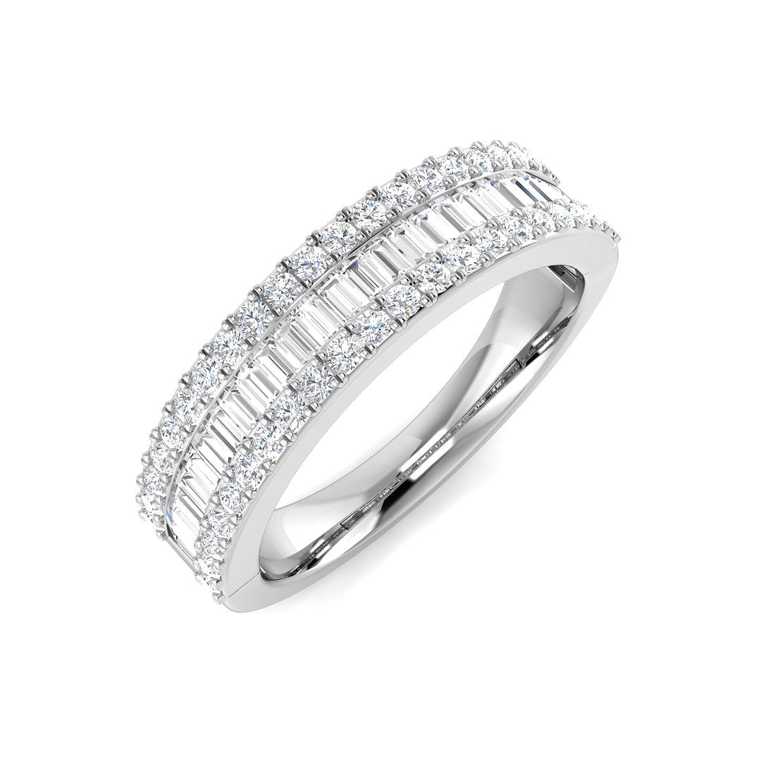 Baguette & Brilliant Diamond Ring 0.74ct – SR5372 – 18k White Gold