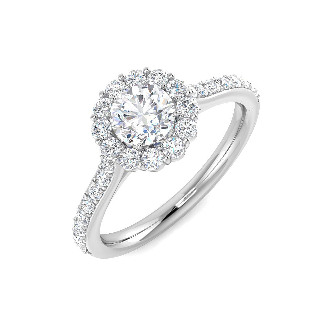 Halo Diamond Ring 0.95ct – SR5110 – 18k White Gold