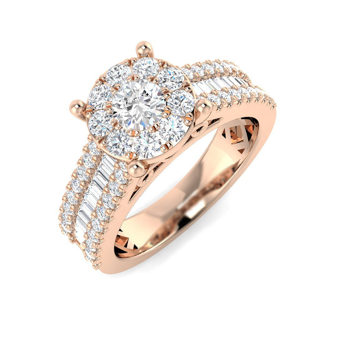 Baguette & Brilliant Diamond Ring 0.79ct–3.19ct – SR15 – 18k Rose Gold