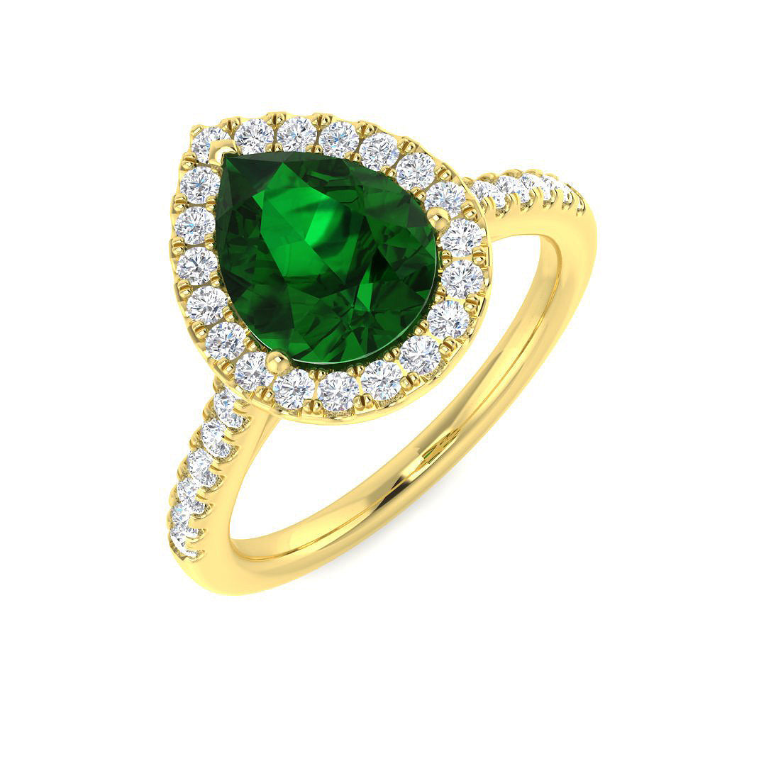 Emerald Diamond Ring 0.87ct–3.39ct – SR386~EM – 18k Yellow Gold