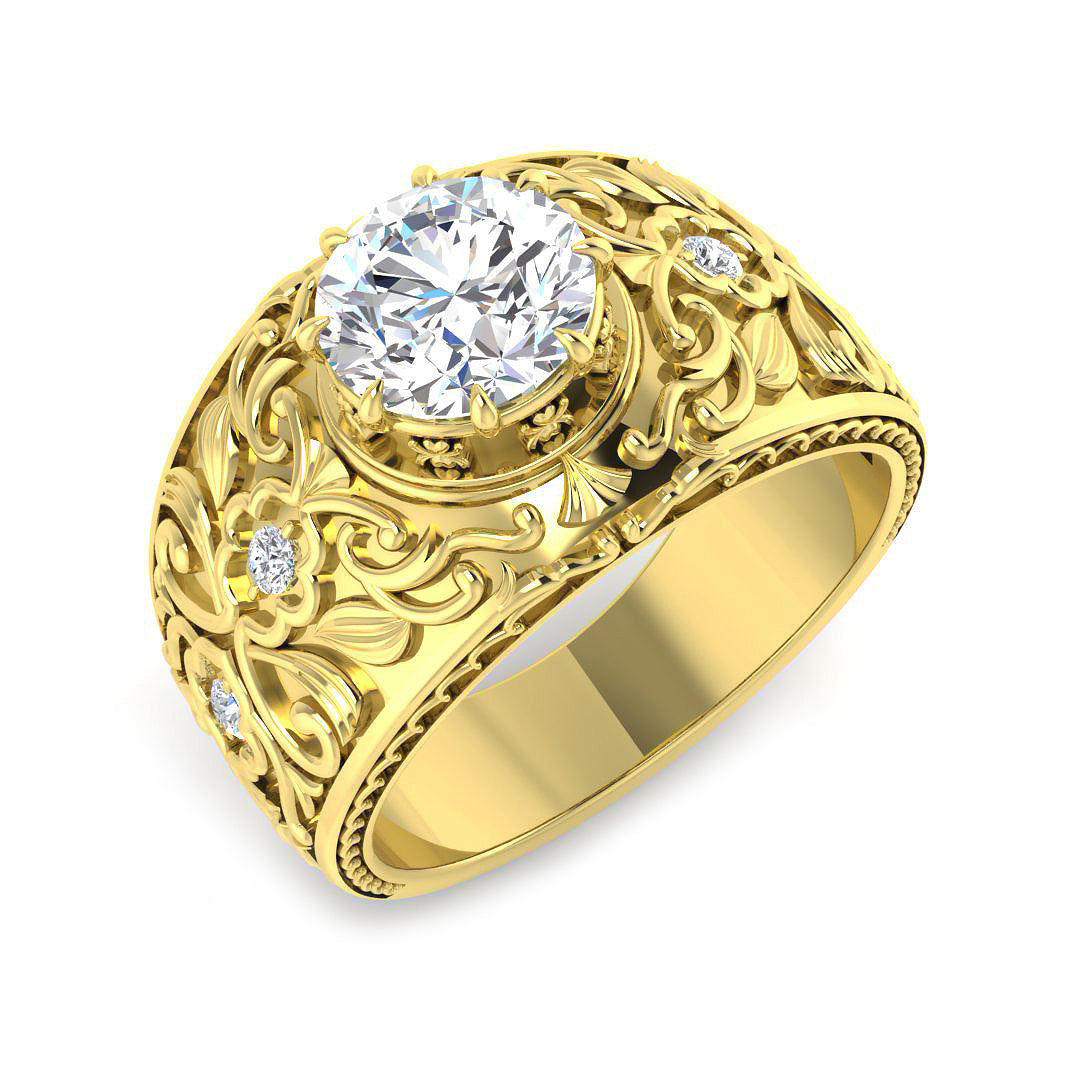 Signet Lab-Grown Diamond Ring 2.14ct–2.15ct – SR5605 – 18k Yellow Gold