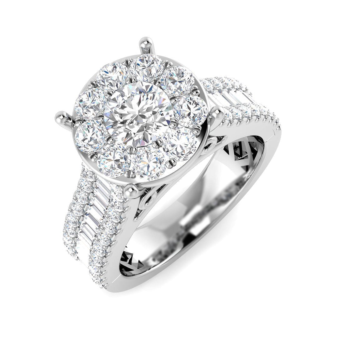 Baguette & Brilliant Diamond Ring 0.79ct–3.19ct – SR15 – 18k White Gold