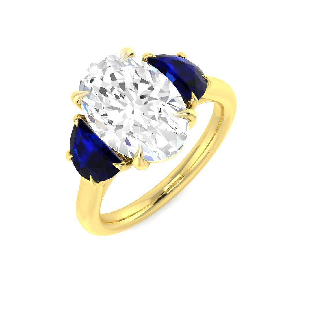 Three Stone Lab-Grown Diamond Ring 1.89ct–3.48ct – SR6236 – 18k Yellow Gold