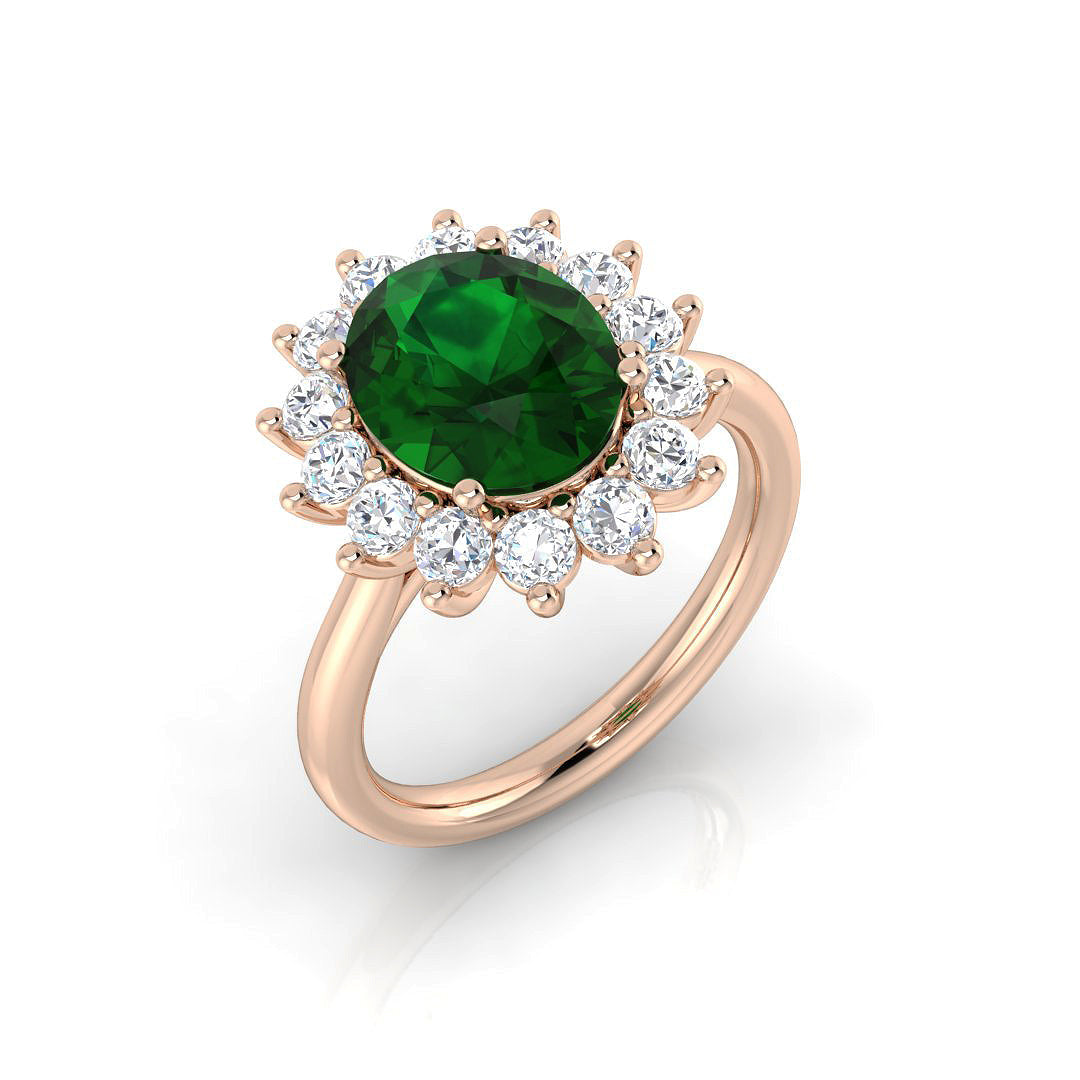 Emerald Diamond Ring 1.6ct–3.61ct – SL8826~EM – 18k Rose Gold
