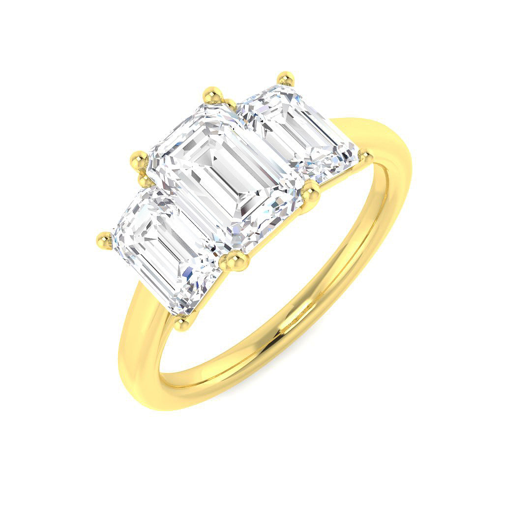 Three Stone Lab-Grown Diamond Ring 2.74ct–3.0ct – SR6053 – 18k Yellow Gold