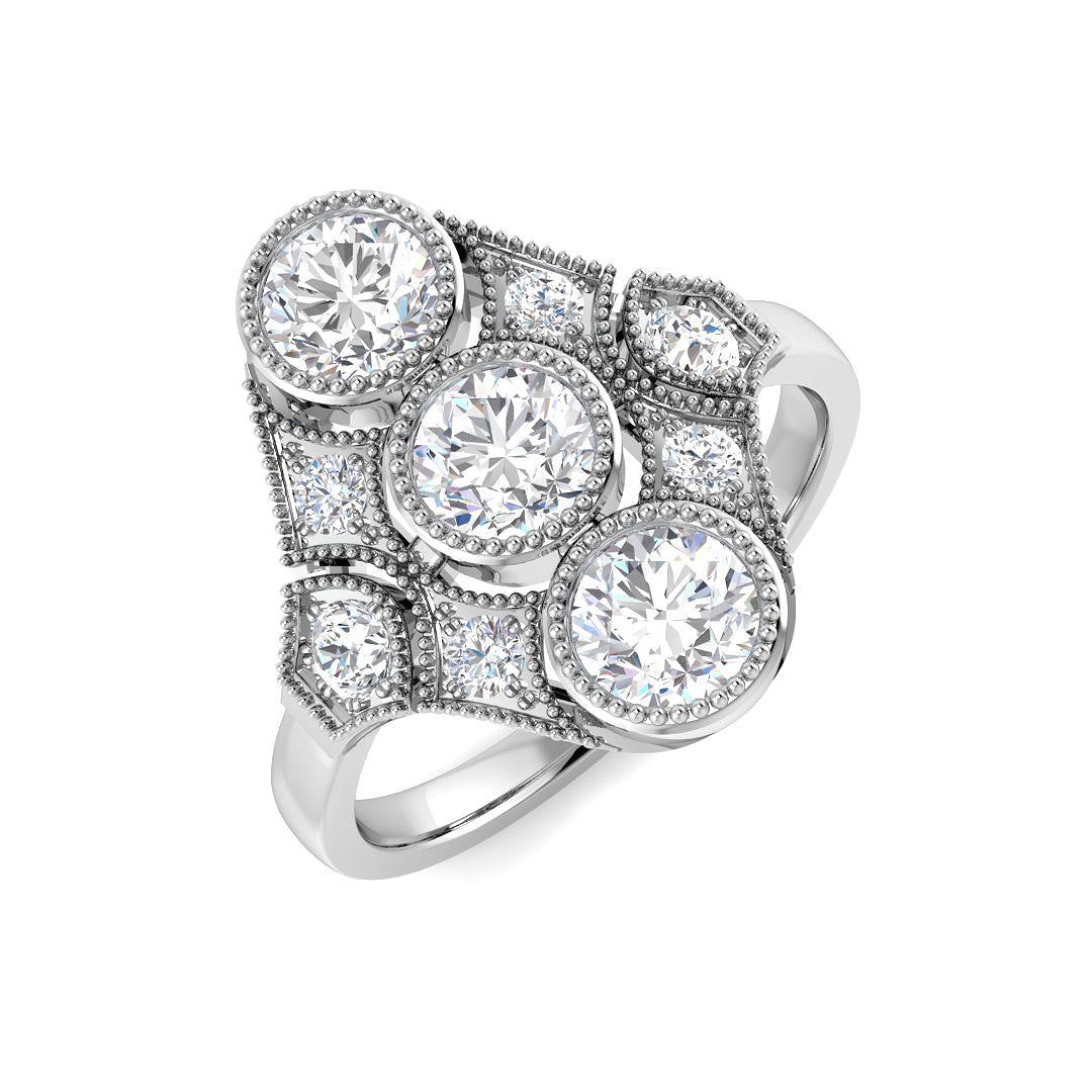 Vintage Lab-Grown Diamond Ring 1.45ct – SR7627 – 18k White Gold