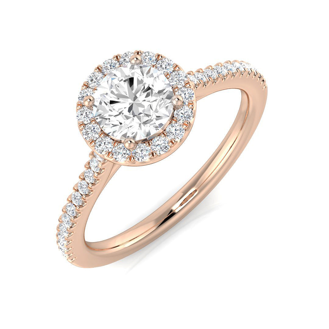 Halo Diamond Ring 0.71ct–0.79ct – SR2487 – 18k Rose Gold