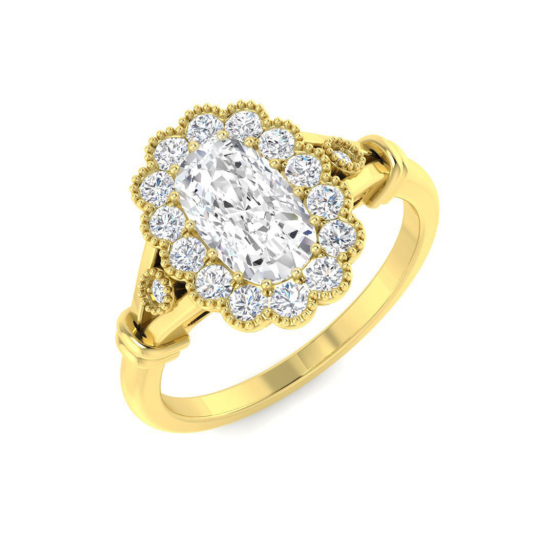 Vintage Lab-Grown Diamond Ring 1.4ct–1.45ct – SR7742 – 18k Yellow Gold