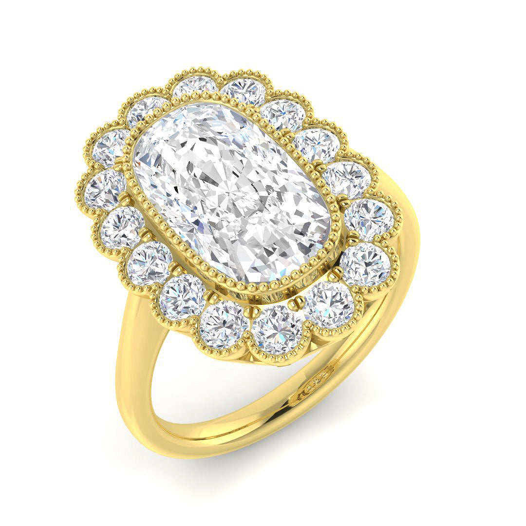 Vintage Lab-Grown Diamond Ring 1.36ct–4.03ct – SR7523 – 18k Yellow Gold