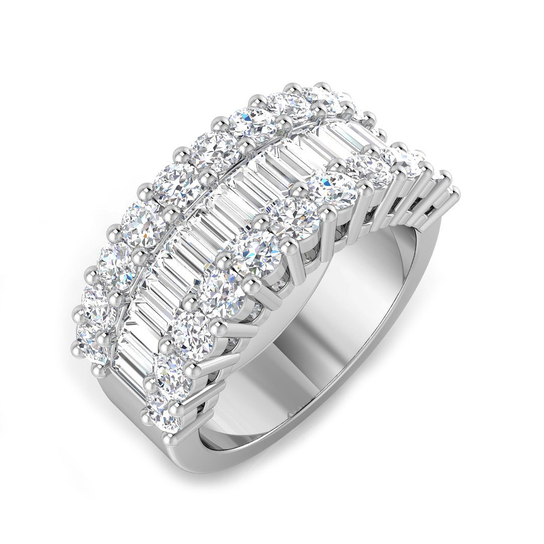 Baguette & Brilliant Diamond Ring 1.16ct–3.32ct – SL4183 – 18k White Gold