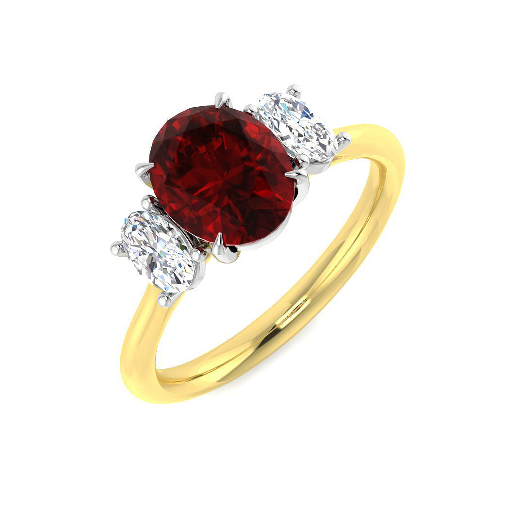 Ruby Lab-Grown Diamond Ring 1.78ct–2.17ct – SR2129 – 9k Two Tone Gold