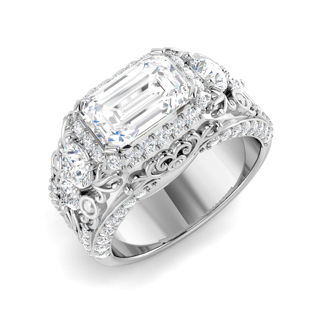 Signet Lab-Grown Diamond Ring 4.08ct–5.26ct – SR5604 – 18k White Gold