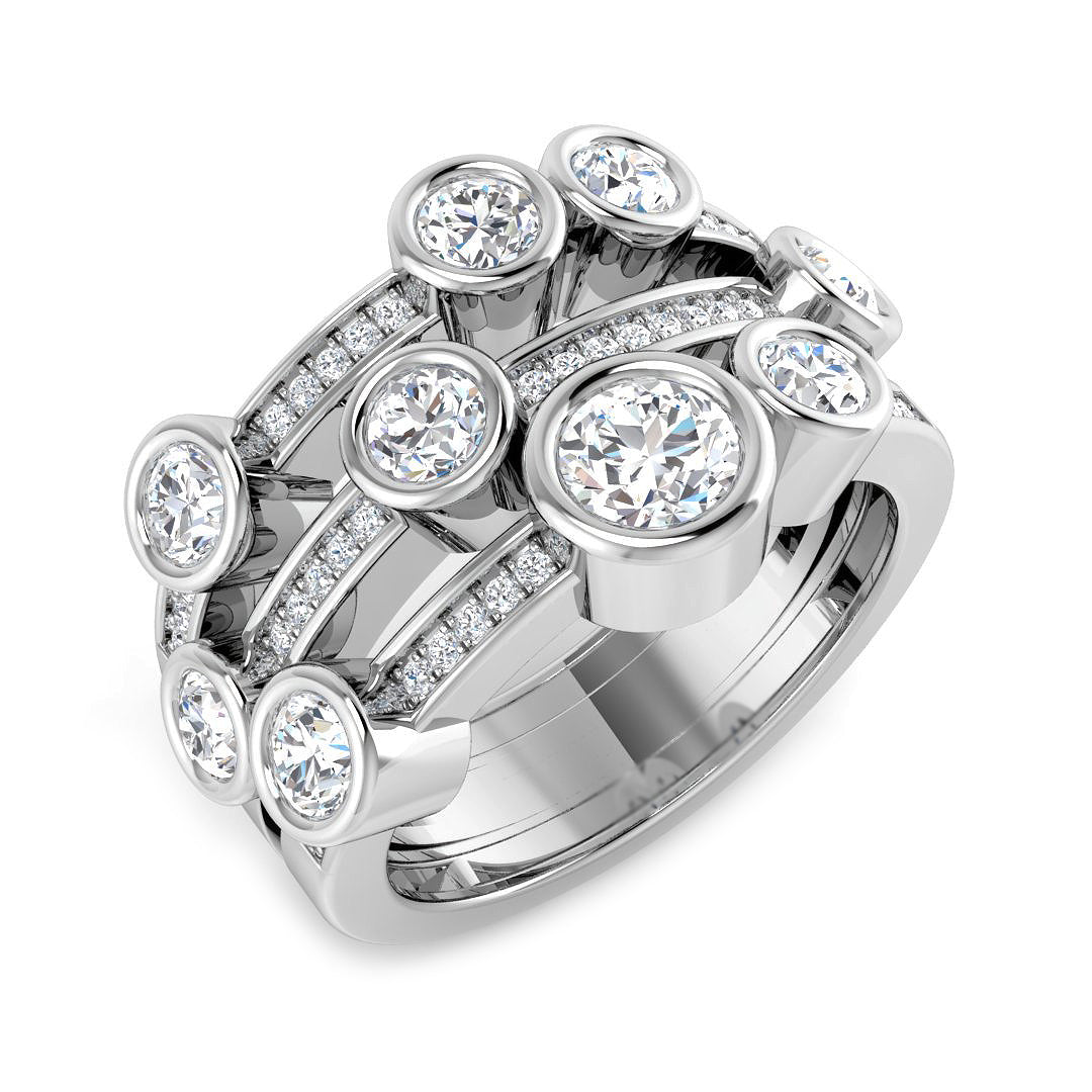 Bubble Diamond Ring 1.04ct–1.75ct – SR7557 – 18k White Gold
