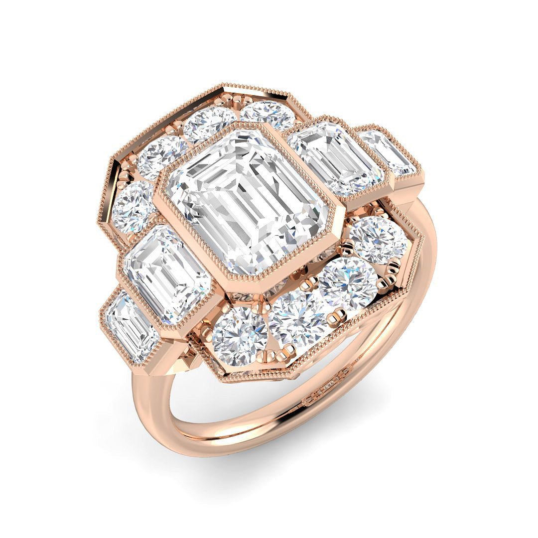 Five Stone Lab-Grown Diamond Ring 2.07ct–4.08ct – SR7006 – 18k Rose Gold