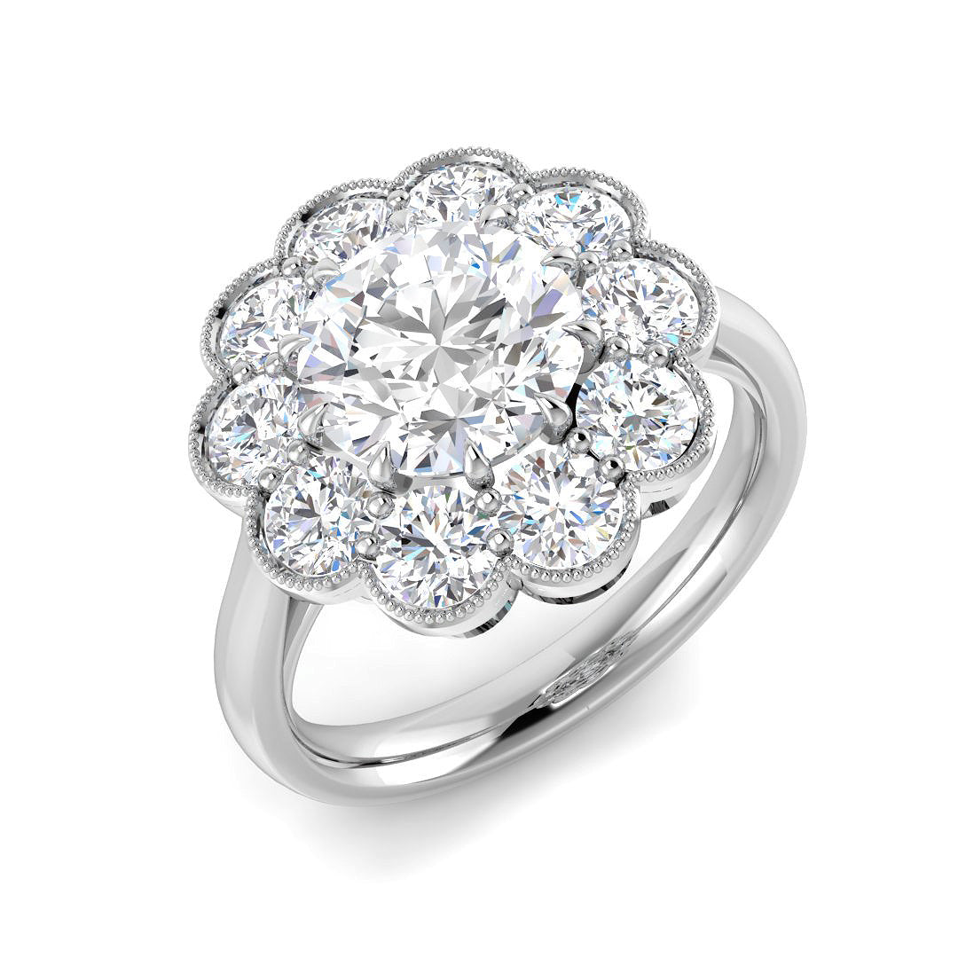Cluster Lab-Grown Diamond Ring 1.78ct–3.23ct – SR5029 – 18k White Gold