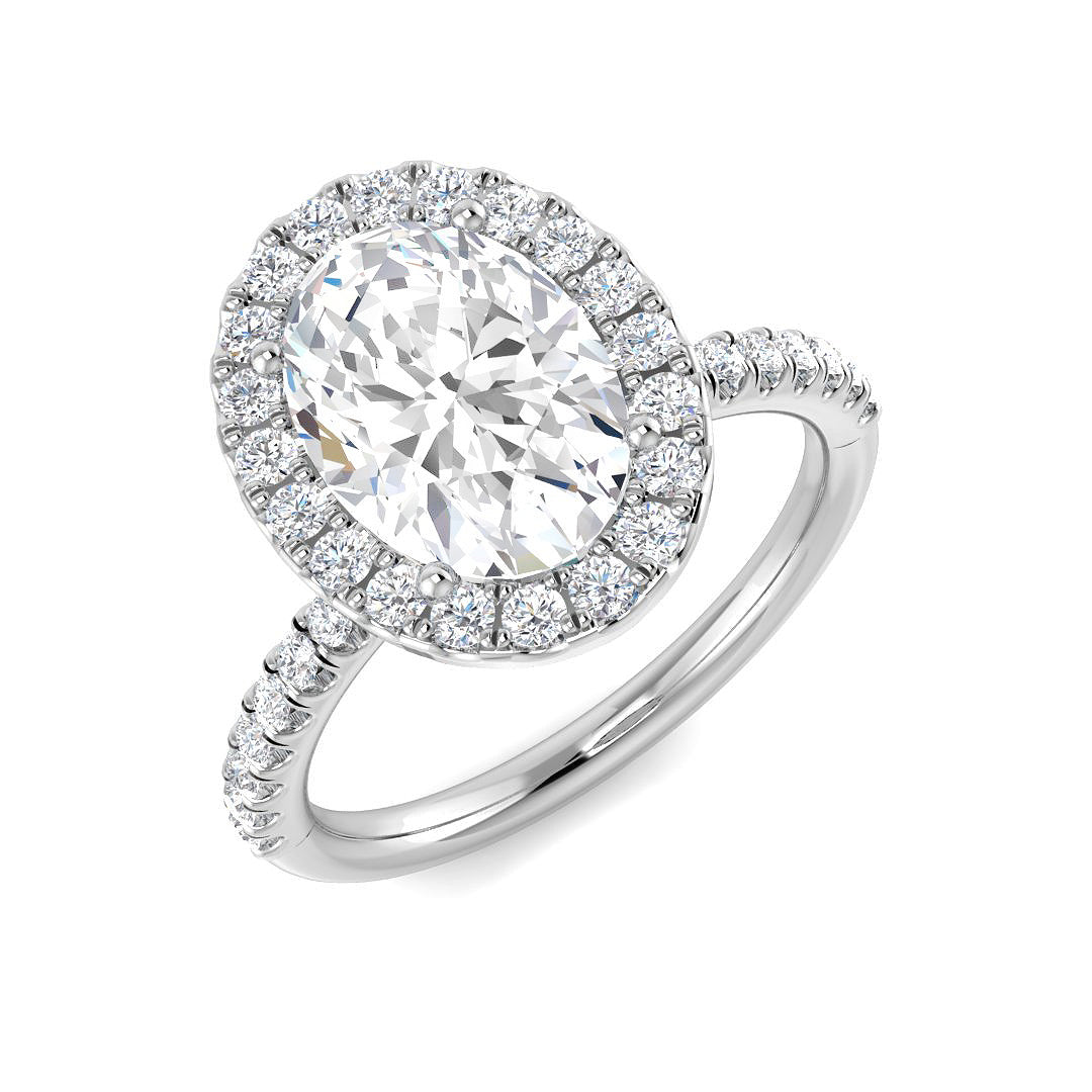 Halo Diamond Ring 0.63ct–5.92ct – SR54 – 18k White Gold