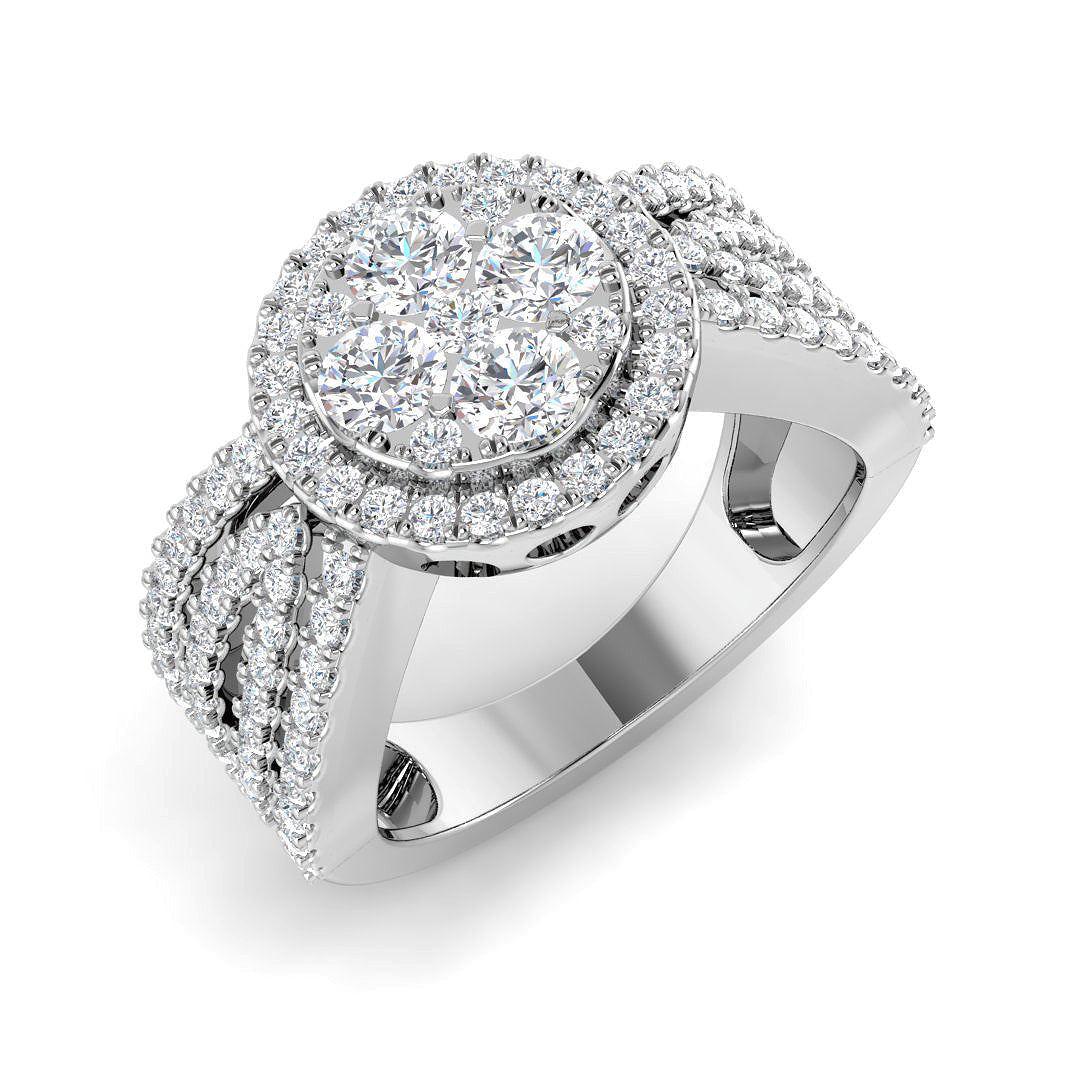 Cluster Diamond Ring 1.23ct – SR6351 – 18k White Gold