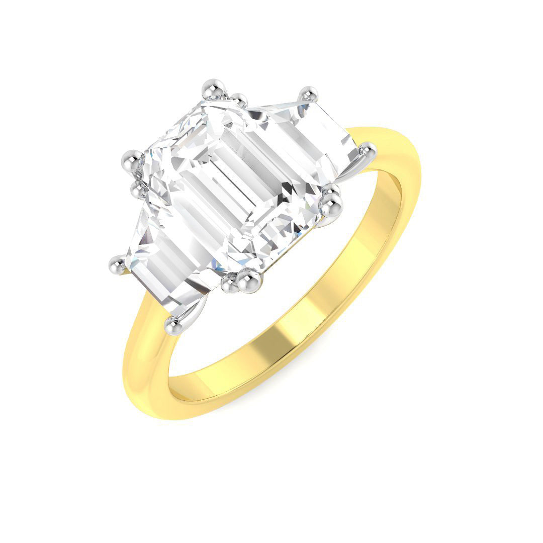 Three Stone Lab-Grown Diamond Ring 3.15ct–3.27ct – SR6331 – 18k Yellow Gold