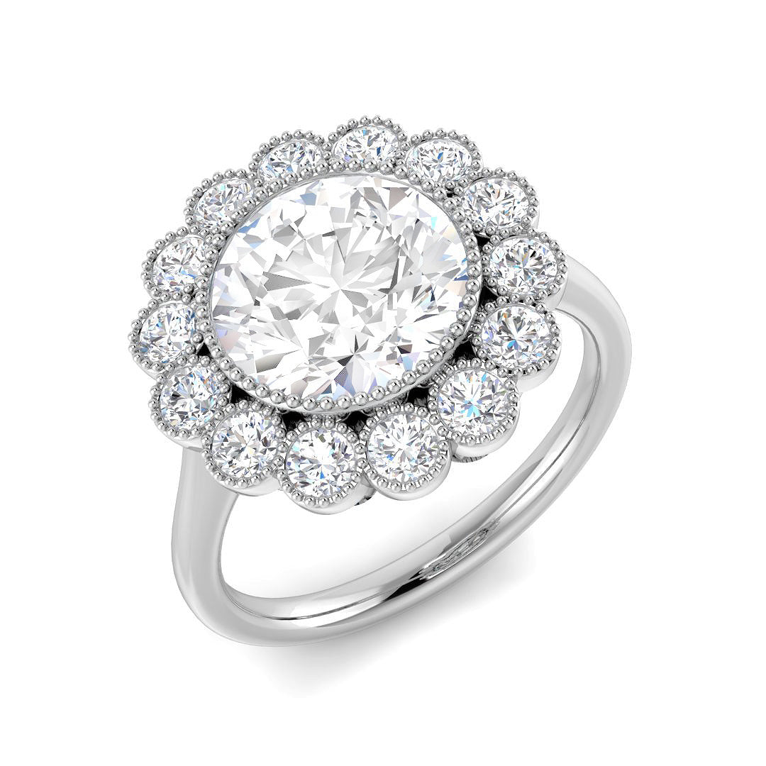 Vintage Lab-Grown Diamond Ring 1.34ct–3.8ct – SR7351 – 18k White Gold