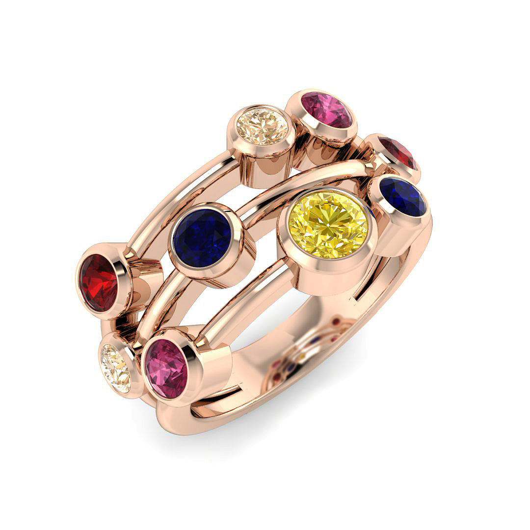 Bubble Diamond Ring 1.7ct – BJR0265~MS – 18k Rose Gold