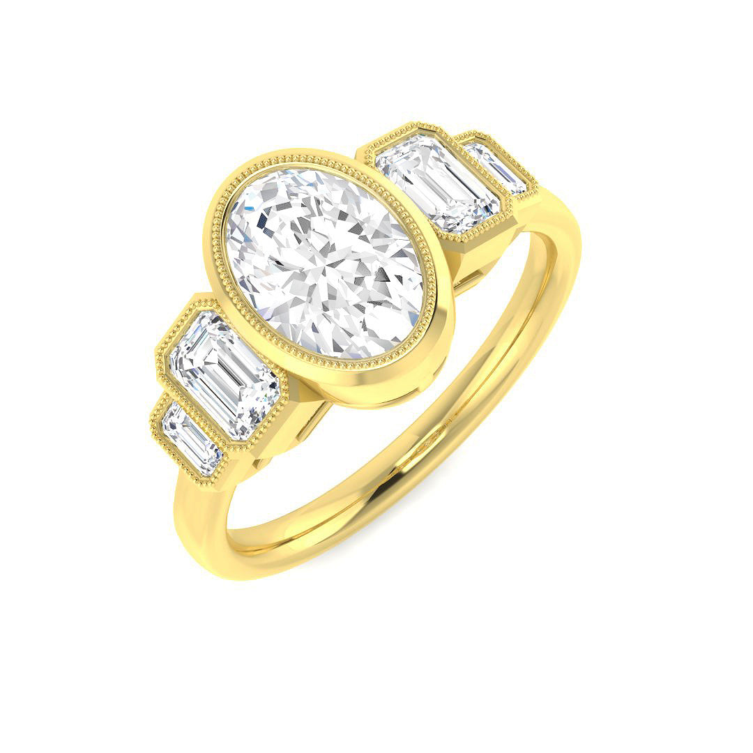 Five Stone Lab-Grown Diamond Ring 1.69ct–3.28ct – SR7012 – 18k Yellow Gold