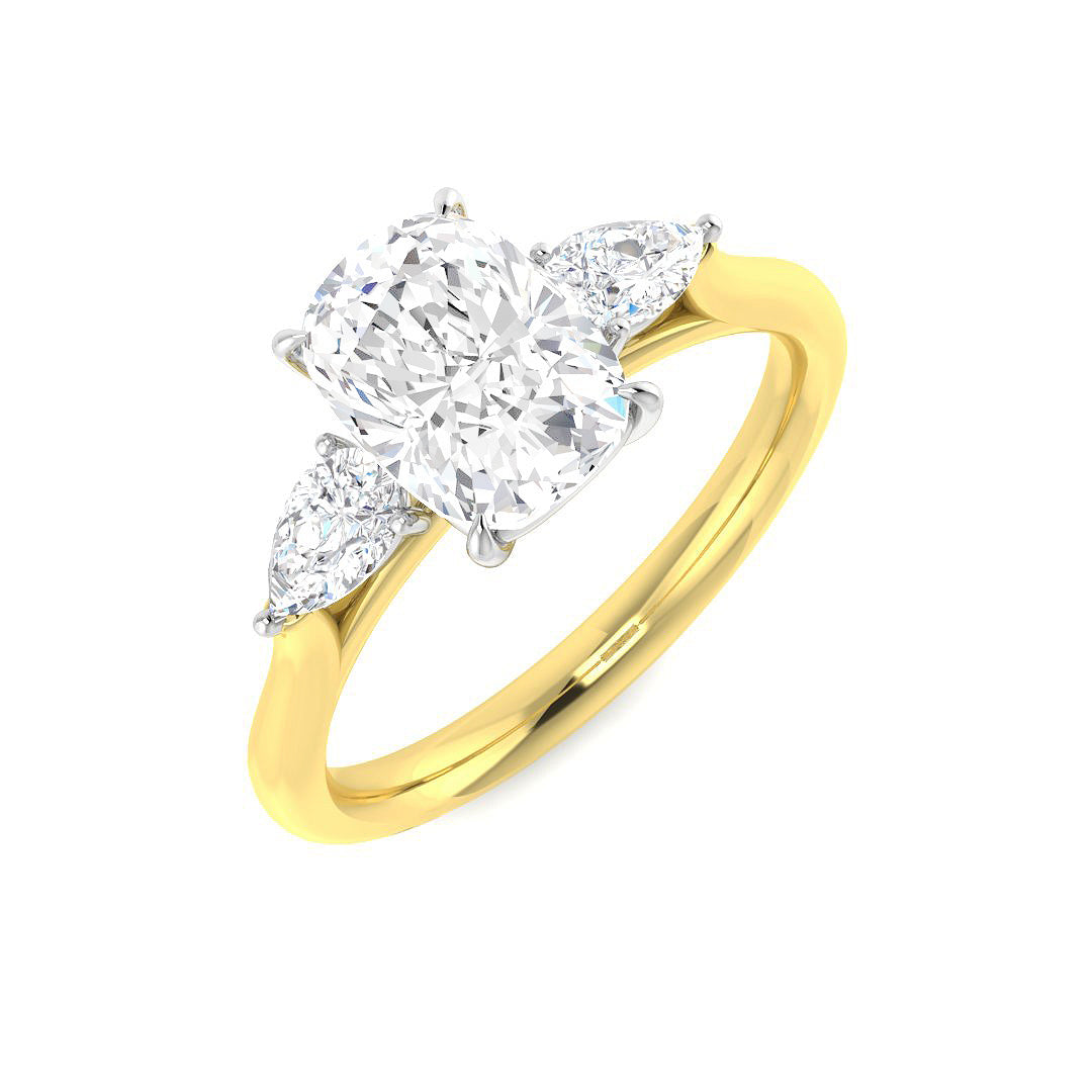 Three Stone Lab-Grown Diamond Ring 1.29ct–2.77ct – SR5787 – 18k Yellow Gold